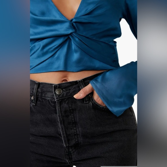 Free People Front Twist Satin Crop Top - Picture 3 of 11